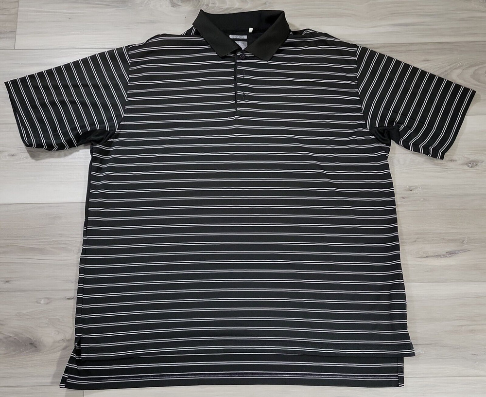 Adidas Polo Shirt Men’s XL Extra Large Black Striped Short Sleeve